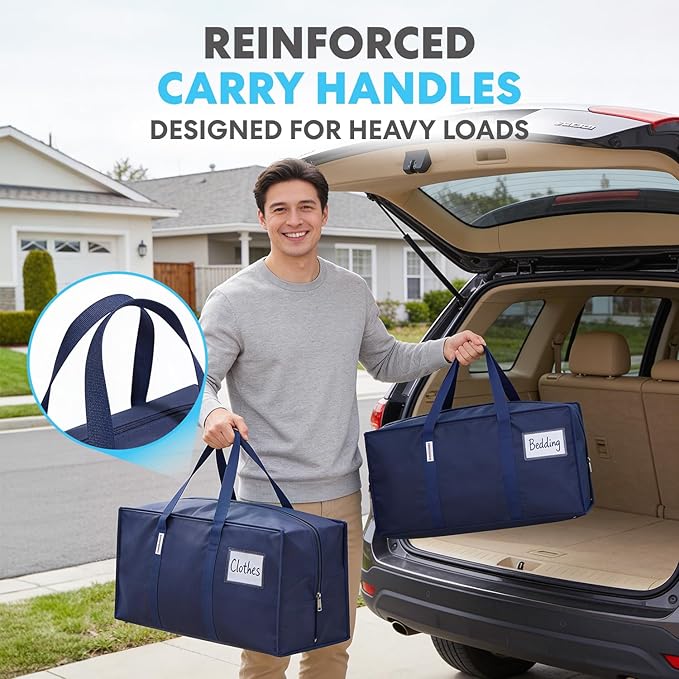 Simpli-Magic Heavy Duty Moving Bags, 12 Pack, Extra Large Reusable Storage & Relocation Bags with Carry Handles & Zipper