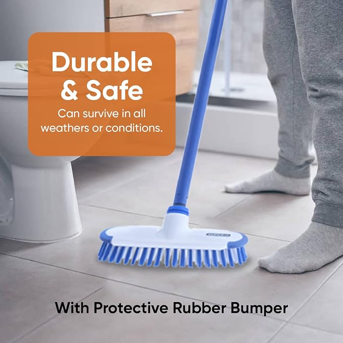 Superio Deck Scrub Brush with Long Handle 54", Heavy Duty Stiff Bristles Grout Scrubber with Scraper - Cleans Hot Tub, Swimming Pool, Granite Tiles, Bathroom, Patio, Kitchen, Wall and Deck (2, 54")…