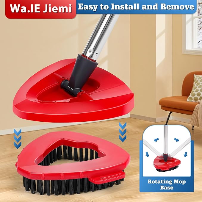 4 Pack Spin Mop Replacements Head Compatible with Ocedar EasyWring 1-Tank System,Microfiber Spin Mop Refills Head,1 Mop Scrub Brush + 1 Mop Base + 4 Pack Cleaning Floor Mop Head（White)