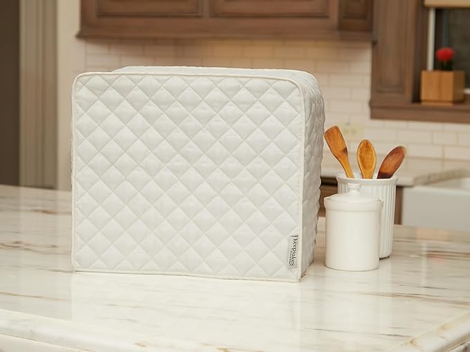 Covermates Keepsakes Rectangular Appliance Cover – Quilted Kitchen Appliance Cover for Countertop Storage – Dust Protection – Stain Resistant – Washable – Slip-On Appliance Design, Cream