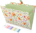 SKYDUE Accordion File Organizer, Floral Expanding File Folders with 5 Pockets, Cute Document Organizer for Paper Bills Receipt Storage, School Office & Hospital Supplies Letter/A4 Size Pea Green