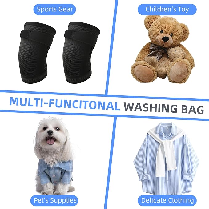 Shoe Washing Bag for Washing Machine,Fluffy Fibers Keep 360° Wrap-around Cleaning,2PCS Laundry Shoe Bag for Washer and Dryer,Invisible Zipper Side Opening Reusable Shoe Washing Bag for All Shoes