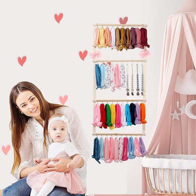 YOcity Baby Headband Organizer for Girls Bow Holder Hair Bow Organizer for Girl Hair Bows Baby Headband Holder for Girls Baby Hair Accessories Storage Wall Hanging Decor(Beige)