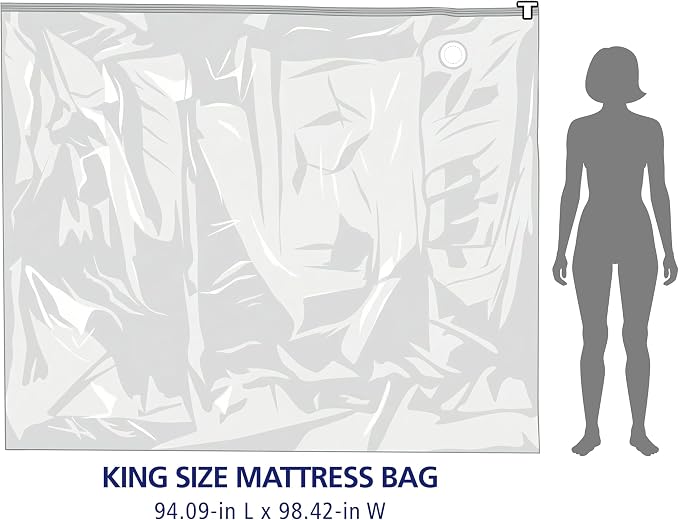 Hefty Shrink-Pak Mattress Bags for Moving - King/California King Size | Heavy Duty & Water Resistant Vacuum Compression Mattress Bag, Storage Protection Mattress Cover for Moving