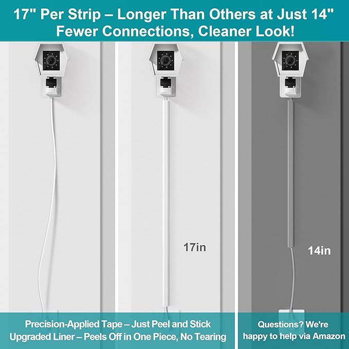 One Cord Cover Wall 153in(9X L17in), Mini Wire Hider, Self-Adhesive Wire Cover for Hiding Speaker Wire, Baby Monitor Cord - Paintable Wire Channel for Cable Concealer, W0.5in H0.3in, CMR05 White
