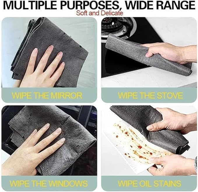 5PC Thickened Magic Cleaning Cloth, Reusable Microfiber Cleaning Rags for TV, Cars, Windows, Lint Free, Odorless, Machine Washable