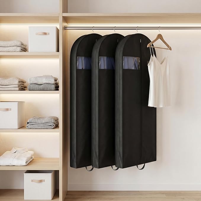 4 PCS 60" Suit Bags for Closet Storage and Travel, Dress Bags for Gowns, Garment Bag for Travel, Gusseted Hanging Garment Bag for Men Suit Cover With Handles, Zipper, Clear Window for Shirt Jacket