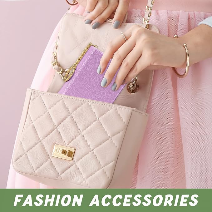 Aiawoxc Credit Card Holder for Women, Small RFID Wallet Slim Leather Business Card Organizer Case with Zipper and Keychain, Purple