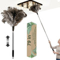 Extendable Ostrich Feather Duster 26"-79", Real Fluffy Ostrich Feather Duster, Telescoping Handle for High Ceiling Cleaning, Fan Dust Removing, Furniture, Car Cleaning – Standard Threaded Interface