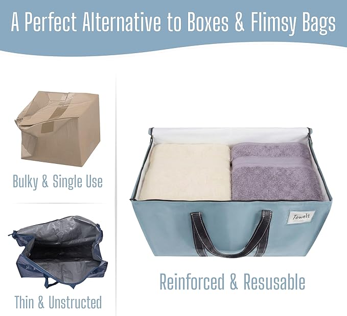 VENO 8 Pack Heavy Duty Moving Bags, Extra Large Storage Bags with Reinforced Handles & Strong Zippers, Foldable & Reusable Moving Box Alternative for Clothes & Dorm Storage
