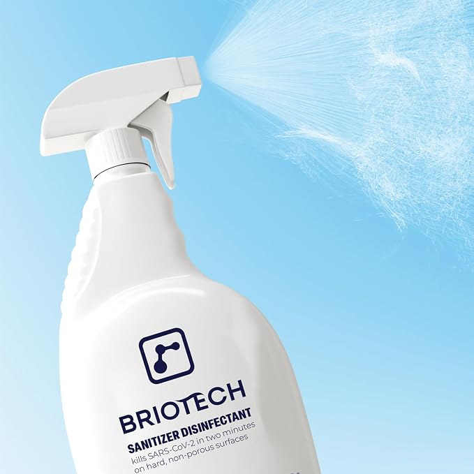BRIOTECH Sanitizer Disinfectant Hypochlorous Spray, Kill 99.99% of Viruses & Bacteria, Control Mold, Eliminate Odor, Gentle for Nurseries, Food Contact Surface Sanitizer, 2 fl oz Travel Size (2 Pack)