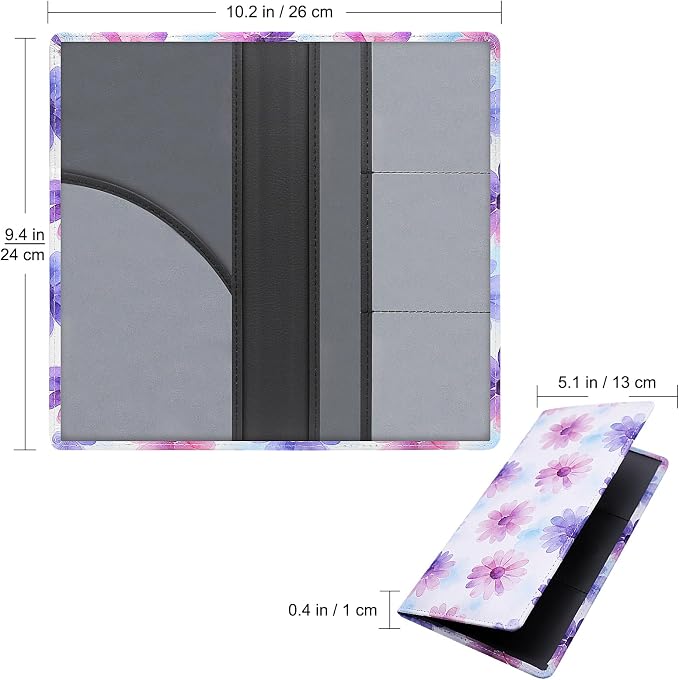 LumiMokki Premium Car Registration & Insurance Card Holder with Magnetic Shut, Vehicle Glove Box Car Organizer - For Documents, Cards, License (Floral B)