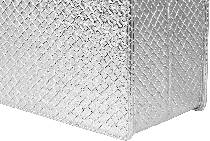 HofferRuffer Magazine Basket Holder, Foldable Magazine Rack, Document File Holder Organizer, File Folder, Newspaper Storage Bin Organizer for Home or Office (Silver)