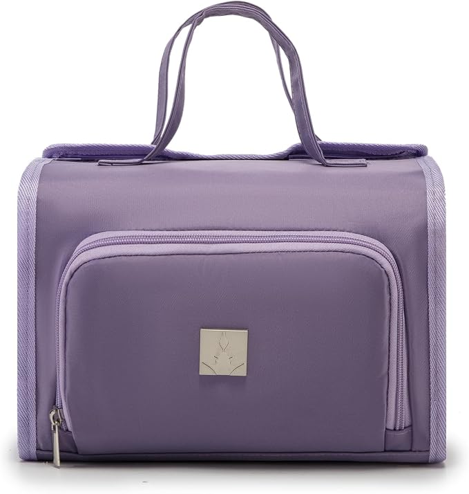 ROYALFAIR Roll Up Makeup Bag, Waterproof Toiletry Bag for Women, Hanging Travel Organizer bags with Jewelry Organizer Compartment, Extra Large 4 Clear TSA Approved Pouches Cosmetic Makeup (violet)