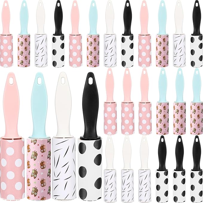 Hushee 48 Pcs Mini Lint Rollers for Pet Travel Size Clothes Roller Hair Lint Removers Sticky Tool for Clothes, Gift Bags, Pet Hair Removal