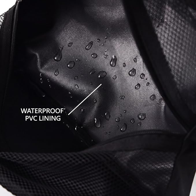 Golf Shoe Bag with Full Top Mesh Ventilation, Zippered Sports Shoe Carrier for Travel, Fits up to Size 13 Men Women (Black)