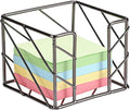 BTSKY Metal Sticky Note Holder, 3x3 Inch Post It Note Dispenser, Modern Memo Cube Holder Desk Organizer for Office & Home, Iron Sturdy Desktop Sticky Note Storage, Black