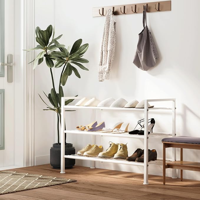 3-Tier Metal Shoe Rack, Heavy Duty Shoe Organizer for Entryway | Storage Organizer for Closet Entryway Garage Dorm Room, Easy Assembly Multi-Purpose Shelf