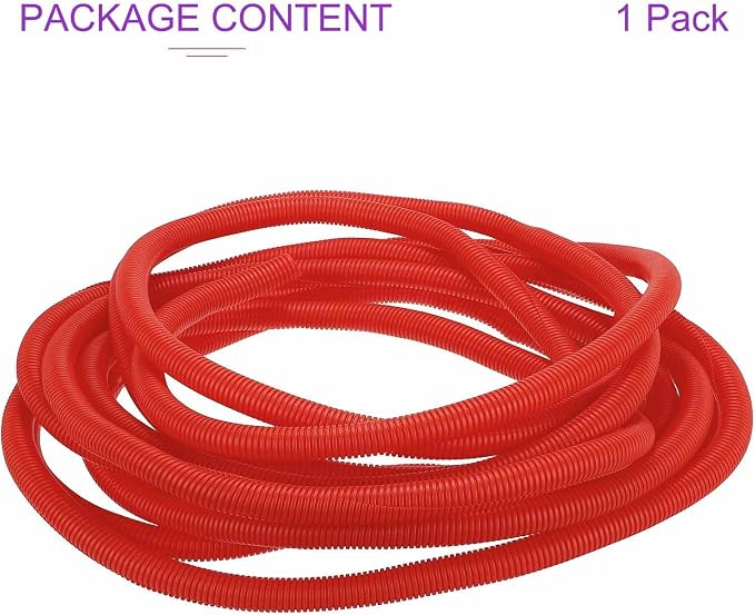 DMiotech 50ft Wire Loom Split Tubing 1 Inch(25.4mm) ID, Cord Protectors from Pet Flexible Conduit Cable Management for Office Home Garden, Red