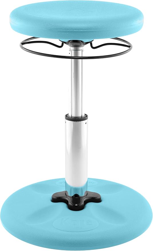 KORE DESIGN Adjustable Wobble Stool Chair, Girls + Boys Kid Desk Stools, Ergonomic Small Office Chairs, Flexible Seating, Active Kids, ADD/ADHD, Classroom, Home, Age 6-11, Standard (14-19in) Pale Blue