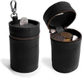 Hide & Drink, Money Box, Piggy Bank Bucket, Zippered Pouch, Cash Organizer, Coin Case, Full Grain Leather, Handmade (Charcoal Black)