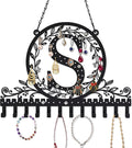 Personalized Wall Mounted Metal Initial Letter S Earring Holder Jewelry Organizer for Earrings and Necklaces Space Saving Wall Display with Hooks Jewelry Storage Bedroom Vanity Gift for Women