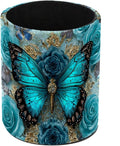 Navy Blue Butterfly Pen Holder Pencil Organizer for Desk, 3.1”x3.1”x3.9” Pencil Cup Office Supplies, Large Capacity Cute Pen and Makeup Brush Holder for School, Desktop