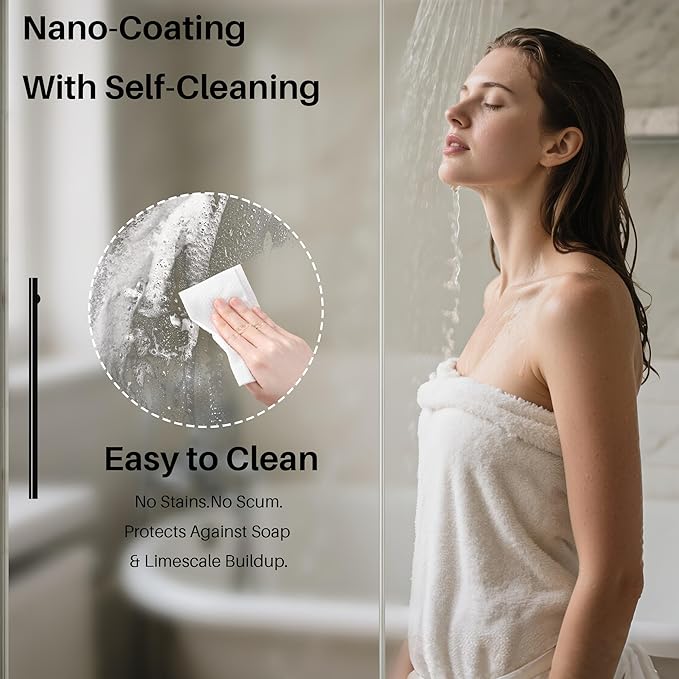 WinZo Frameless Shower Door 50-54 in W x 75 in H, Sliding Shower Door with 5/16"(8mm) Clear Tempered Glass Shower Door, Easy to Clean Bathroom, Silent Soft-Close Design, Brushed Gold