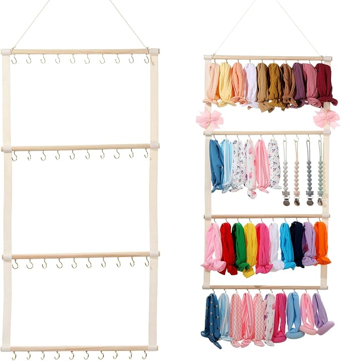 YOcity Baby Headband Organizer for Girls Bow Holder Hair Bow Organizer for Girl Hair Bows Baby Headband Holder for Girls Baby Hair Accessories Storage Wall Hanging Decor(Beige)