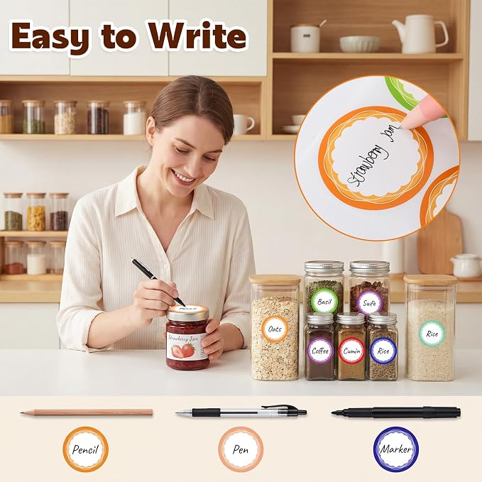360 Pcs Canning Jar Labels, 2 Inch Round Removable Stickers, 6 Colors | Writable Labels, Easy Peel, No Residue, For Jars, Bottles, Pantry, Meal Prep, Gift Wrap And Party Favors