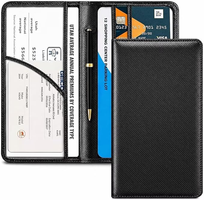 CoBak Car Registration and Insurance Holder | Vehicle Glove Box Organizer, Auto Truck Compartment Document Case with Magnetic Closure for Insurance & Driver License