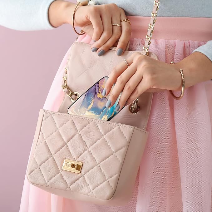 Credit Card Holder for Women, Small RFID Metal Credit Cards Wallet Cute Business Card Holder Pocket ID Case, Pink Gold Marble