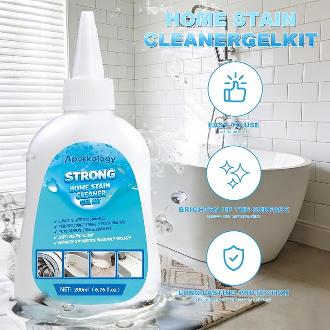 Mold Stain Remover Gel Home Stain Cleaner Gel, Heavy Duty Bathtub Stain Remover for Washing Machine, Toilet, Bathroom Grout, Bathtub, Kitchen Sinks, Tile, Door & Window Tracks（200ml）