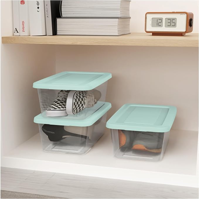 Sterilite 60 Pack Stackable Storage Bin with Lid, Clear Plastic Design, 6 Quart
