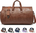 Convertible Garment Bag, Brown | 2-in-1 Hanging Suitcase, Carry on Garment Duffel, Shoulder Strap, Shoe Compartment, Men's Women's Travel