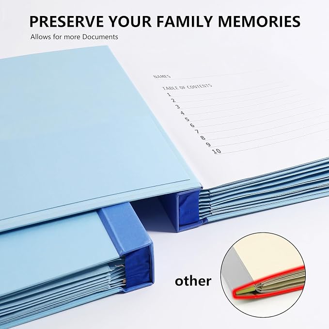 Important Document Organizer Personal Binder Organizer with Labels Accordion File Stylish Binder for Storing Important Papers, in case i die Binder Certificates, Passports, Photos, and Letters(Bule)