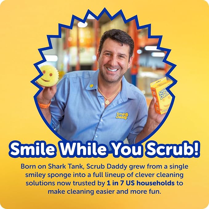 Scrub Daddy BBQ Daddy Grill Cleaner Kit - Bristle Free Grill Brush with Refill + 2 Steel Scour Daddy Grill Sponges - Built-in Grill Scraper - Temperature Controlled Grill Cleaning Tools (4 Count)