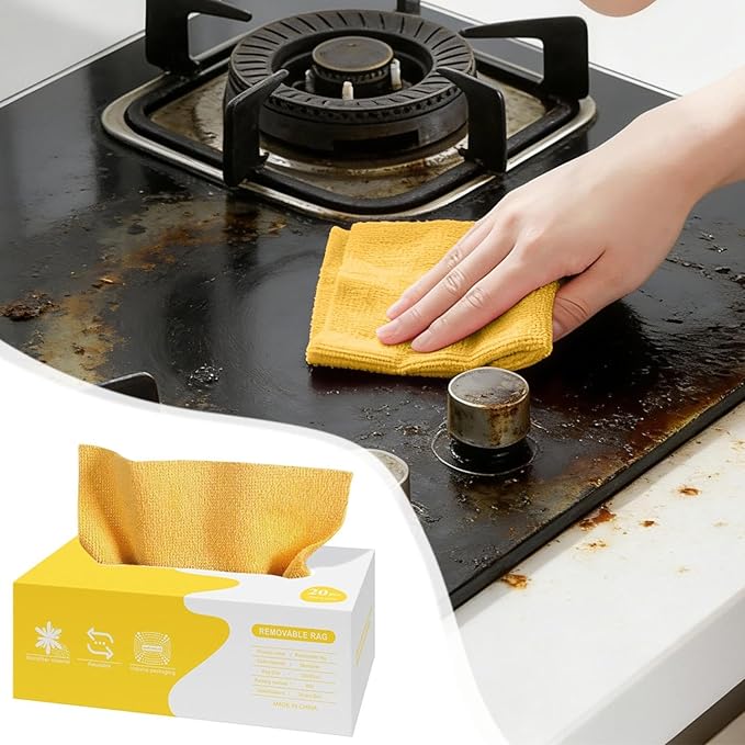 Microfiber Cleaning Cloths in Box, 20 Pack Extract Towels, Lint Free Reusable Rags for Household Kitchen Cleaning, Ultra Absorbent Multi-Purpose Wipes for Car Wash Detailing (05)