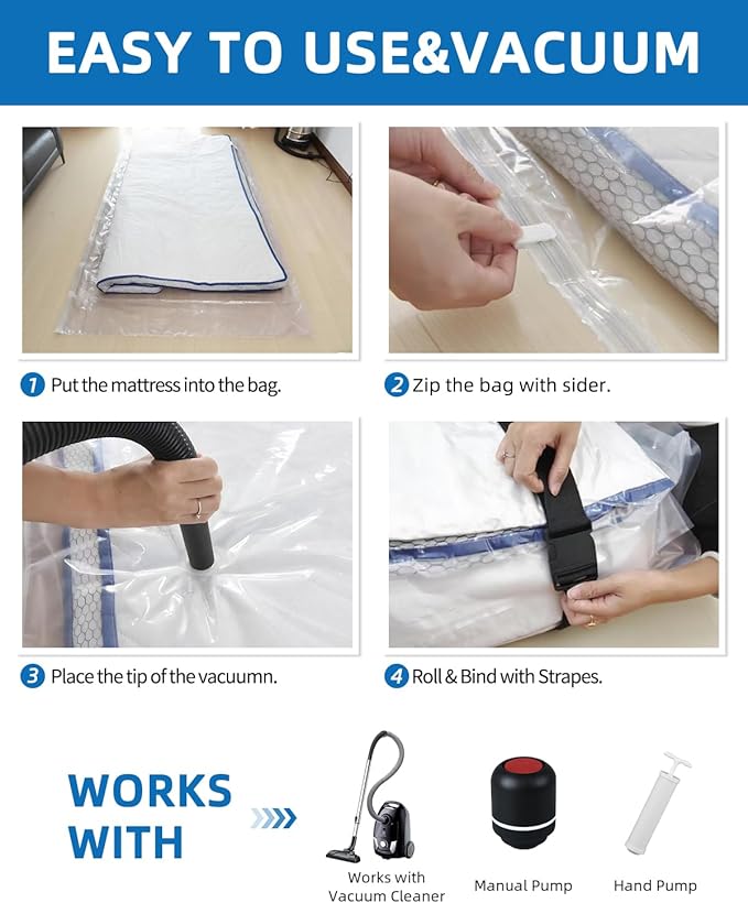 Mattress Vacuum Bag for Moving,Mattress Vacuum Seal Bag with Straps, Heavy Duty Mattress Storage Bag,((1 Queen/Full/Full-XL)
