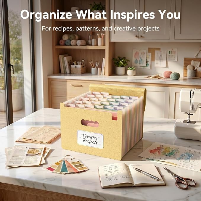 ThinkTex Accordion File Organizer, 26 Pockets File Folders, Dusty Butter | Monthly Bill Receipt Documents Organizer, A-Z Colorful Tabs, Letter/A4 Size for Classroom Office Organization Home Hospital