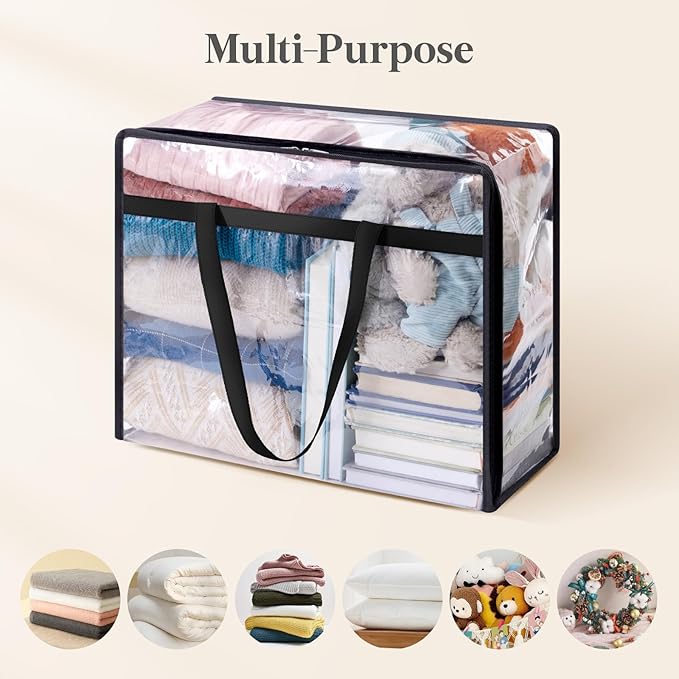 Lifewit 20 Pack Clear Clothes Storage Bags, 40L Plastic Blanket Storage Bag, Vinyl Foldable Moving Bags with Zipper, Closet Organizers and Storage Containers for Bedding, Duvet, Comforter