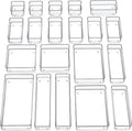 SMARTAKE 20-Piece Drawer Organizer with Non-Slip Silicone Pads, 7-Size | Desk Drawer Organizer Trays Storage Tray for Makeup, Jewelries, Utensils in Bedroom Dresser, Office and Kitchen (Clear)