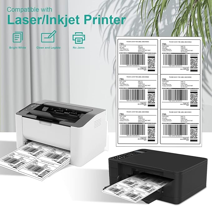 MFLABEL 3-1/3" x 4" Shipping Address Sticker, FBA Labels, 6-UP Sticker Label, White Shipping Label, Easy to Peel, Address Paper for Laser/Ink Jet Printer, 6 Per Page (96000 Labels, 16000 Sheets)