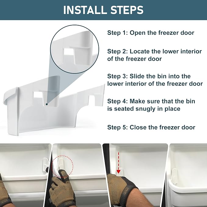 240351601 Refrigerator Freezer Door Bin Compatible with Ken.more Fri.gidaire Refrigerator Freezer Door Shelf Replace 240351607 891154 AP2115974 Freezer Side- 2 PACK By Fetechmate