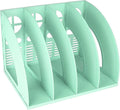 SAYEEC Sturdy Magazine Holder 4 Compartments Plastic Desktop File Organizer File Dividers Office Organizer Storage Document Magaizne Rack Display Box (Green)