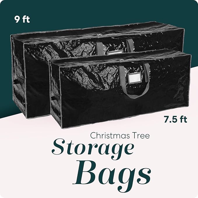 Handy Laundry Christmas Tree Storage Bag – Fits 7.5 Ft Artificial Xmas Tree, Heavy Duty Waterproof Tarp Material, Dual Zipper & Reinforced Handles, Protects from Dust, Moisture & Pests – Black