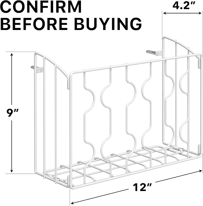 SIMPLE HOUSEWARE Wall Door Mount Kitchen Wrap Organizer Rack, White