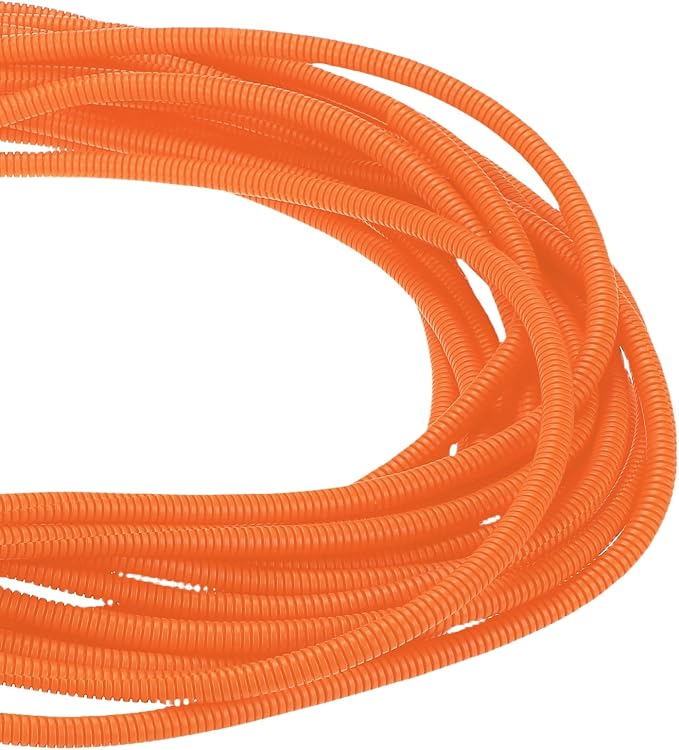 DMiotech 50ft Wire Loom Split Tubing 1/4 Inch(6.4mm) ID, Cord Protectors from Pet Flexible Conduit Cable Management for Office Home Garden, Orange