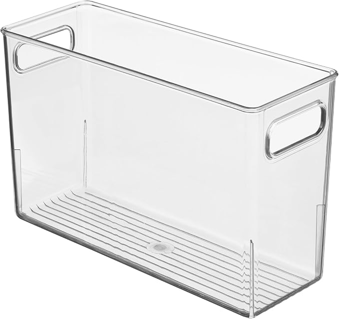 iDesign Tall Plastic Storage Bin with Handles, Set of 4, Clear | For Fridge or Freezer, Made in USA
