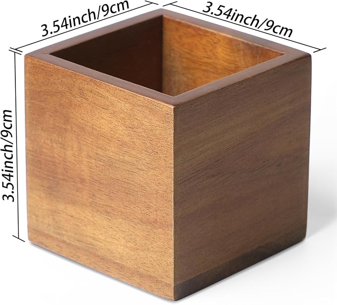 LBEMEY Remote Control Holder Caddy, Farmhouse Acacia Wood TV Remote Holder, Vintage Desk Caddy, Remote Organizer for Table (Brown - for 2 or 3 Remote Controls)